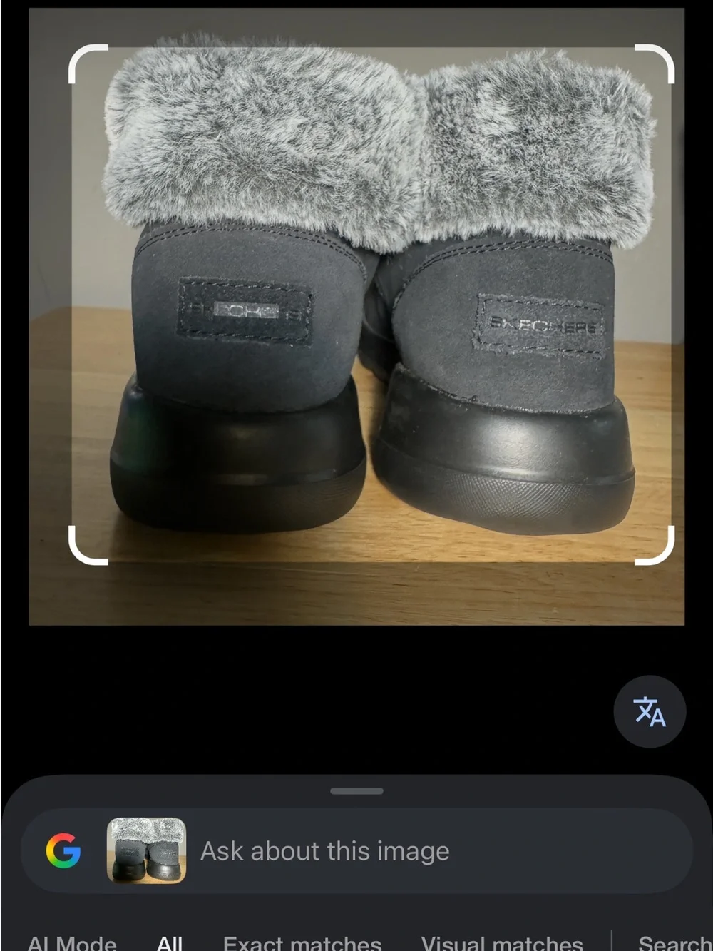 Skechers Black Winter Ankle Boots with Gray Faux-Fur Cuff